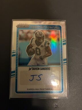 Panini Prizm Ja'Tavion Sanders Autograph Card - Blue White Silver Accent